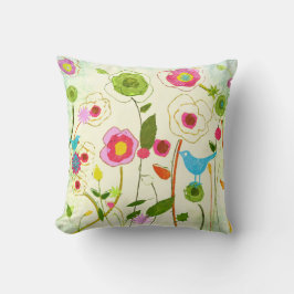 Coussin Fleurs de jardin d'aquarelle