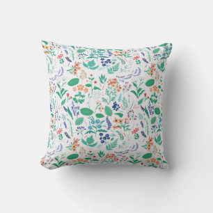 Coussin Fleurs de jardin d'été Feuilles en fleurs botani