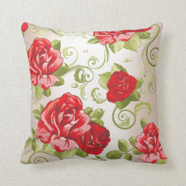 Coussin Fleurs de Jardin Magique Rouge Vert Pont rose