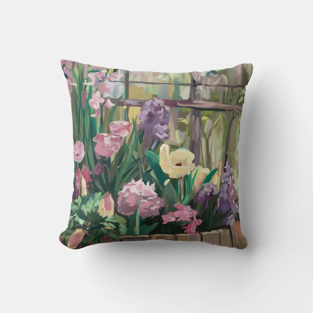 Coussin Fleurs de Jardin romantiques - Art Botanique de Pr (Recto)