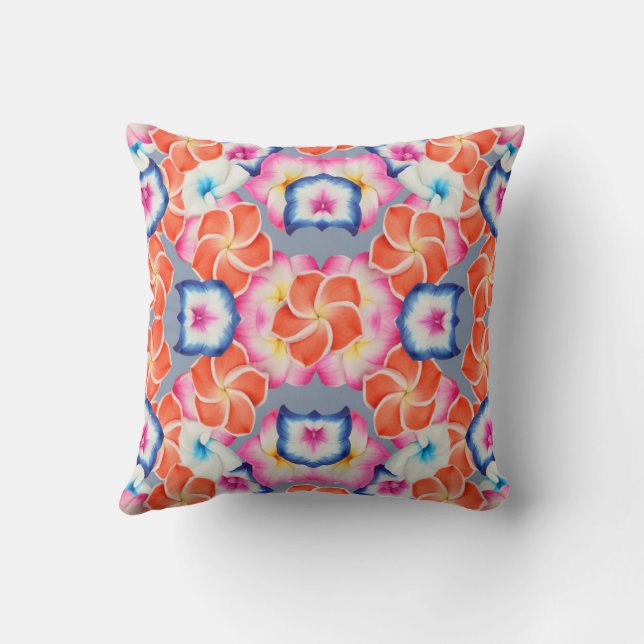 Coussin Fleurs de la Plumeria tropicale X Motif (Verso)