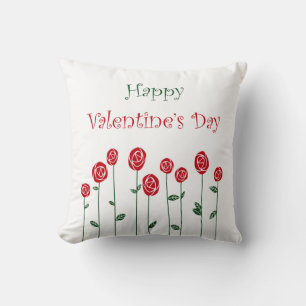 Coussin Fleurs de la Saint-Valentin Roses Autruche Amour R