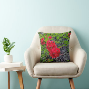 Coussin Fleurs de l'Azalée Rouge