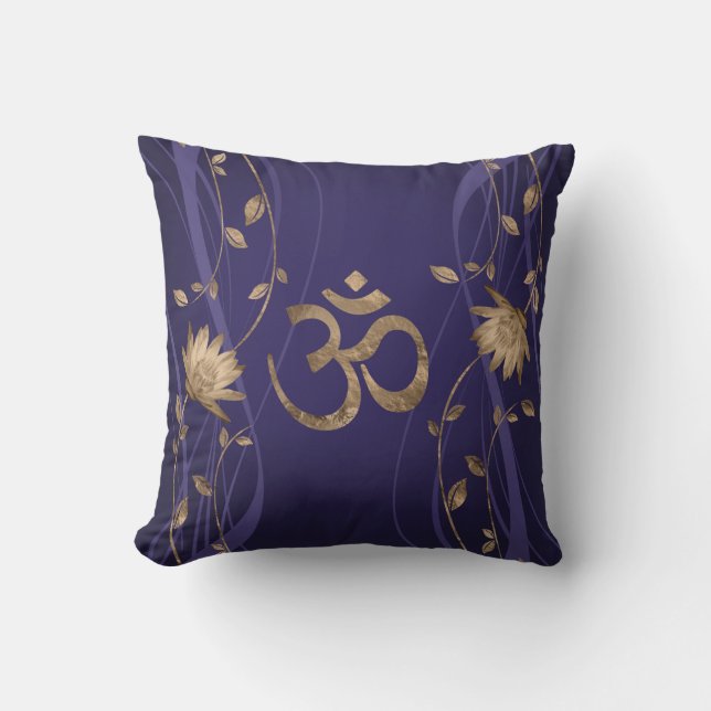 Coussin Fleurs de Lotus d'or de symbole de l'OM sur le (Recto)