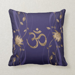 Coussin Fleurs de Lotus d'or de symbole de l'OM sur le