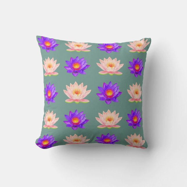 Coussin Fleurs de lotus violettes et roses (Recto)