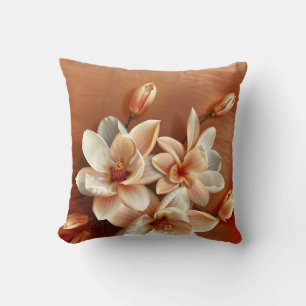 Coussin Fleurs de Magnolia 3 D en cuivre