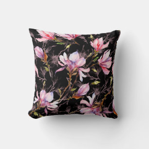 Coussin Fleurs de magnolia rose sur une brindille motif