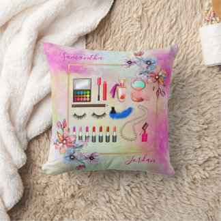 Coussin Fleurs de Maquillage Adolescente Rose Féminin Pers