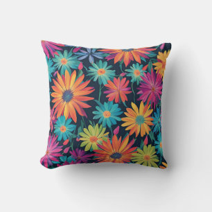 Coussin Fleurs de marguerite néon