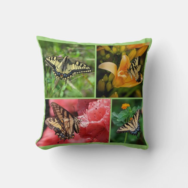 Coussin Fleurs de papillons Swallowtail Personnaliser le n (Recto)