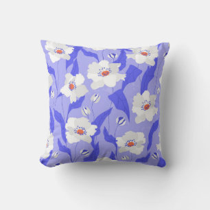 Coussin Fleurs de pavot blanc sans couture motif. Belle ha