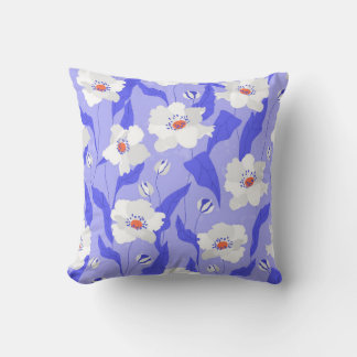 Coussin Fleurs de pavot blanc sans couture motif. Belle ha
