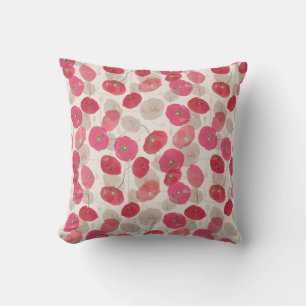 Coussin Fleurs de pavot rose élégant et moderne
