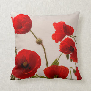 Coussin Fleurs de pavot rouge Abstrait artistique moderne 