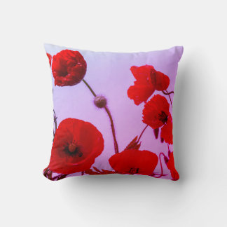 Coussin Fleurs de pavot rouge Abstrait rose vif