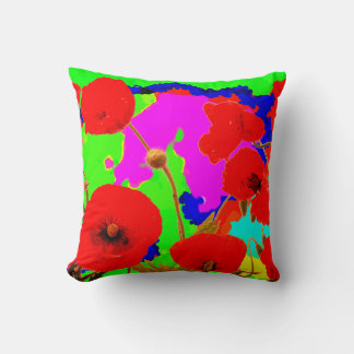 Coussin Fleurs de pavot rouge Colorful Floral Art moderne 