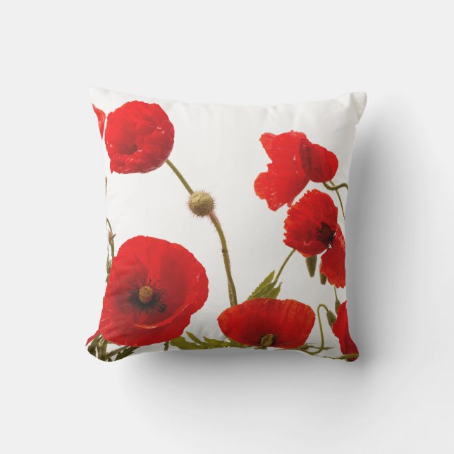 Coussin Fleurs de pavot rouge printemps Couleur personnali (Recto)