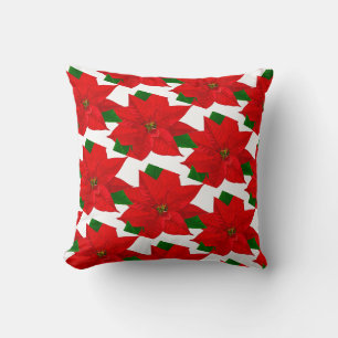 Coussin Fleurs de poinsettia sur fond blanc