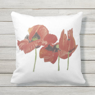 COUSSIN FLEURS DE POIVRE ROUGE PEINTES PEINTES À LA MAIN 