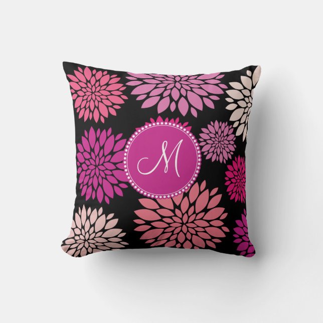 Coussin Fleurs de pourpre de rose de monogramme (Recto)