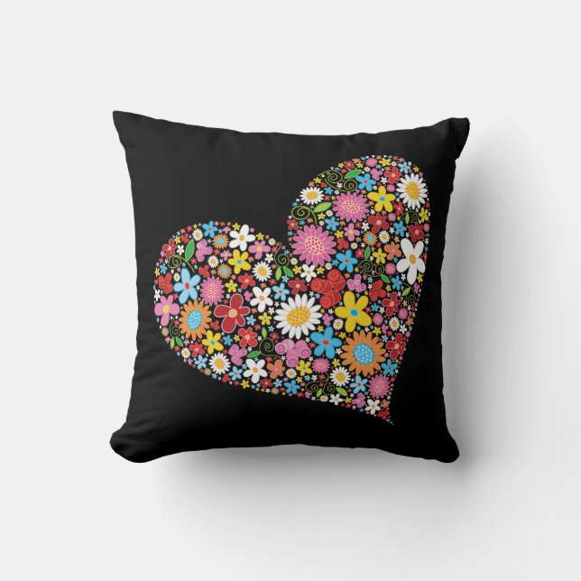 Coussin Fleurs de Printemps Whimsical Valentine mignonne c (Recto)