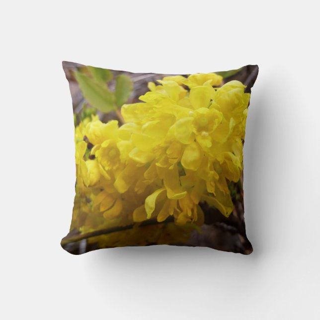 Coussin Fleurs de raisins de l'Oregon Fleurs sauvages jaun (Recto)
