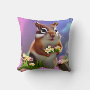 Coussin Fleurs de retenue de Chipmunk mignonnes
