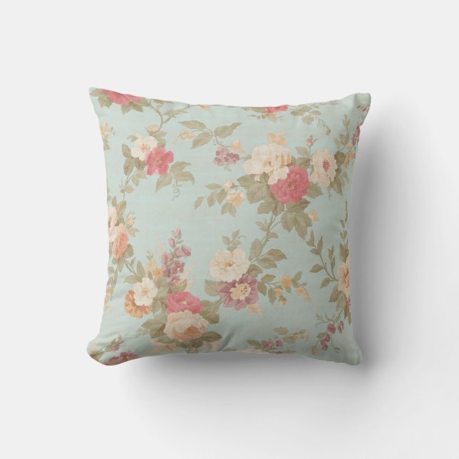 Coussin Fleurs de roses roses roses florales Chic Shabby B (Recto)