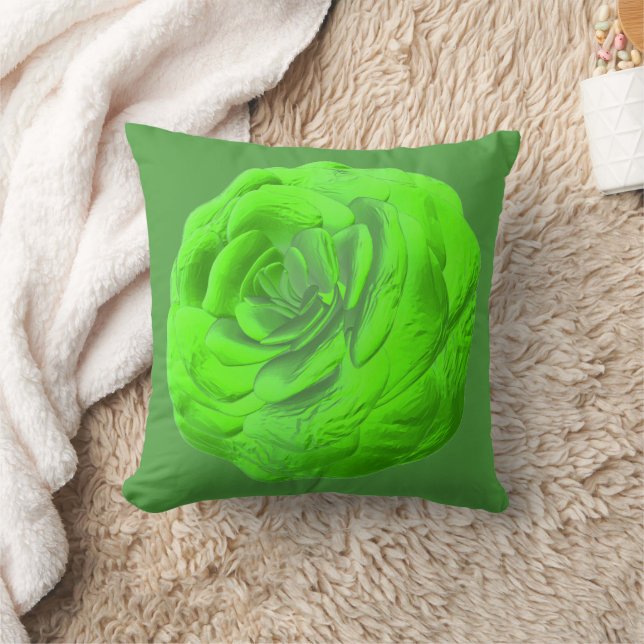 Coussin Fleurs de roses vertes — Florales 3D. (Couverture)