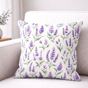 Coussin Fleurs de Sauge Violette Lavande Verte