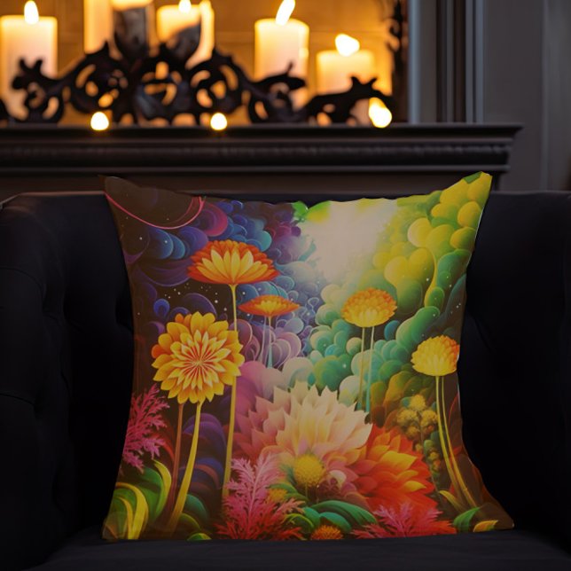 Coussin Fleurs de saumons colorées (Créateur téléchargé)