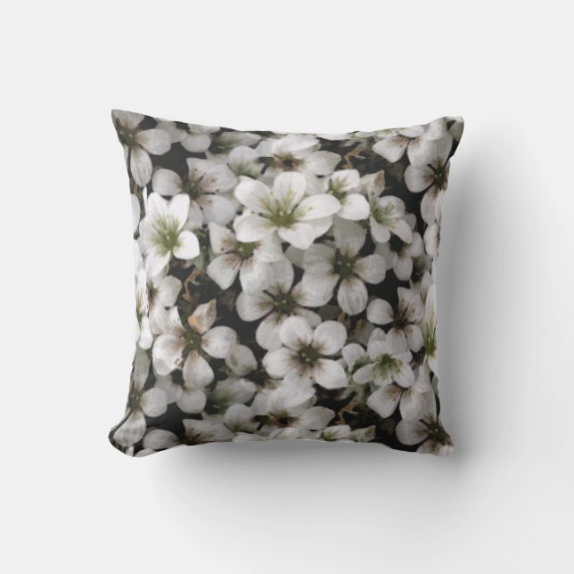 Coussin Fleurs de Saxifraga de blanc de jardin (Recto)