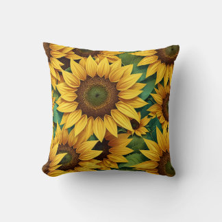 Coussin Fleurs de soleil avec feuille