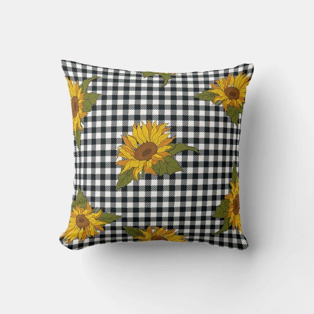 Coussin Fleurs de soleil brillantes sur la che de buffle n (Recto)