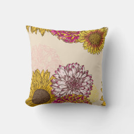 Coussin Fleurs de soleil, Chrysanthèmes, Fleurs oeillets