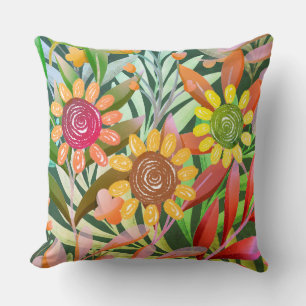 Coussin Fleurs de soleil Crayon Vert coloré