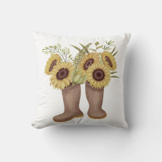 Coussin Fleurs de soleil de printemps avec des bottes