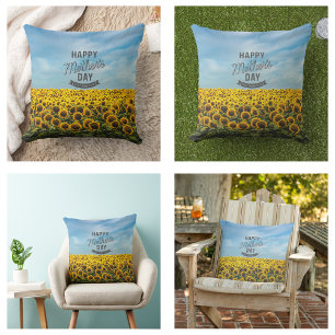 Coussin Fleurs de soleil élégant élégant Meilleure maman j