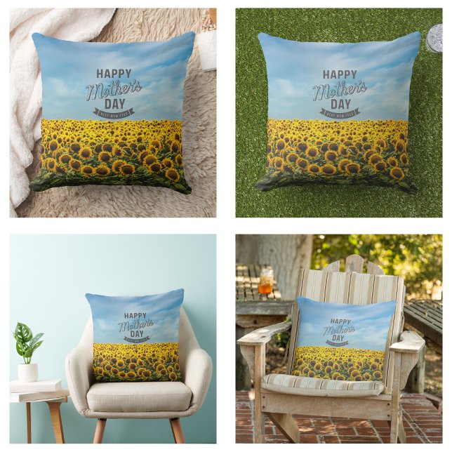 Coussin Fleurs de soleil élégant élégant Meilleure maman j (Sunflowers Stylish Elegant Best Mom Ever Floral pillows)