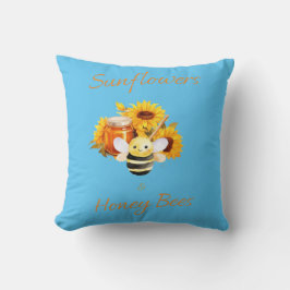 Coussin "Fleurs de soleil et abeille à miel"