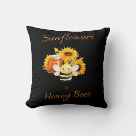 Coussin "Fleurs de soleil et abeille à miel"