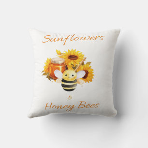 Coussin "Fleurs de soleil et abeilles de miel"