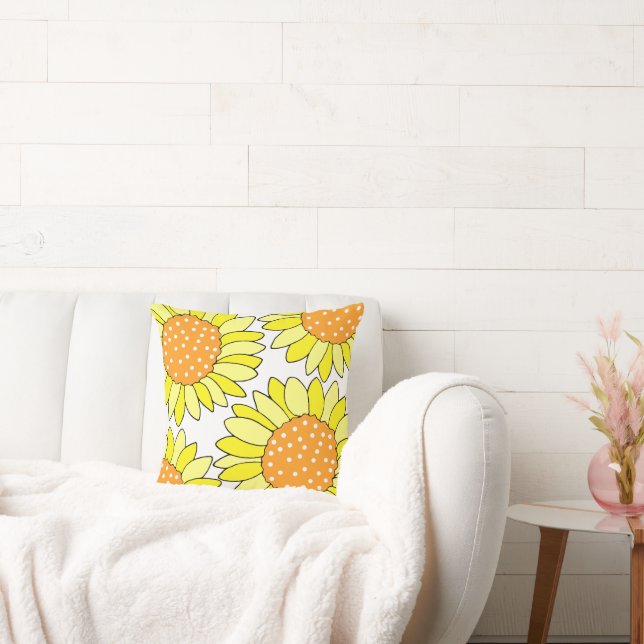 Coussin Fleurs de soleil orange jaune à quatre mains (Canapé)