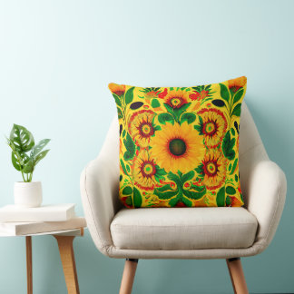 Coussin Fleurs de soleil ukrainiennes