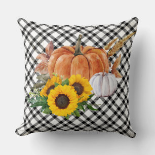 Coussin Fleurs de tournesol de citrouille d'automne à l'aq