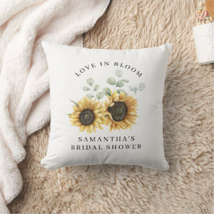 Coussin Fleurs de tournesol Eucalyptus Mariage personnalis