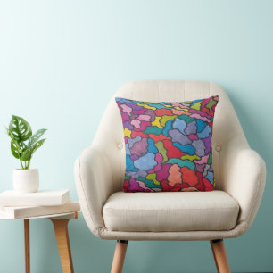 Coussin Fleurs de verre Abstraites Arc-en-ciel