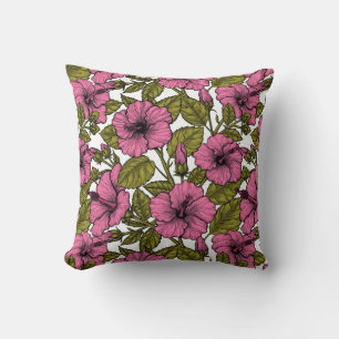 Coussin Fleurs d'hibiscus roses
