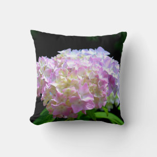Coussin Fleurs d'hydrangée violette rose doux